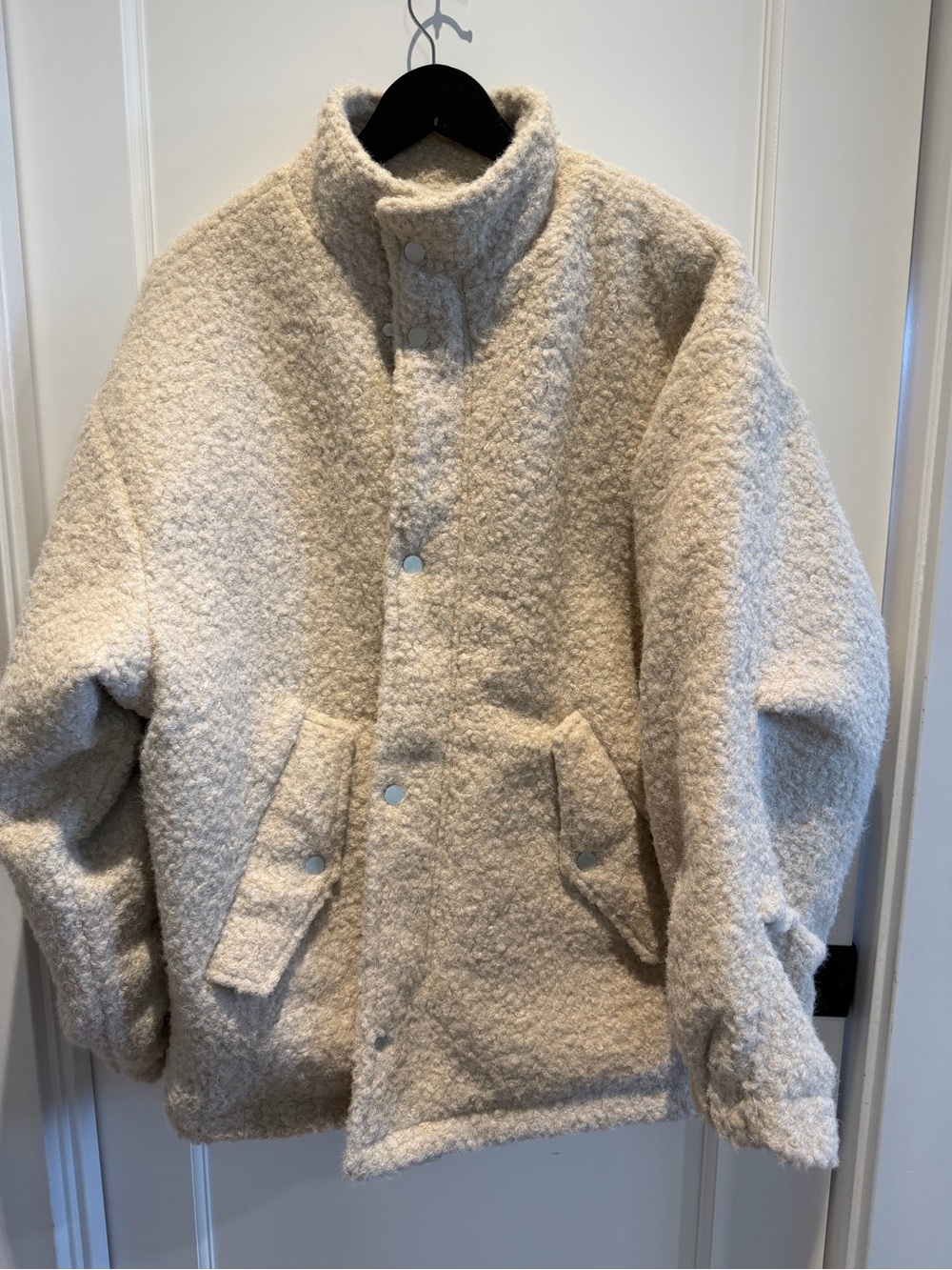 OAK + FORT Cream Bouclé Teddy Jacket